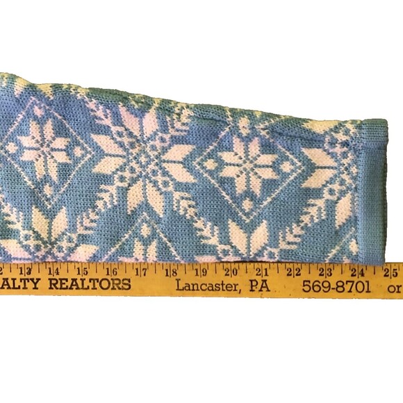 LL Bean Nordic Cardigan Sweater Womens Sz M Blue Fair Isle Heavy Cotton Zip Up - Picture 12 of 14
